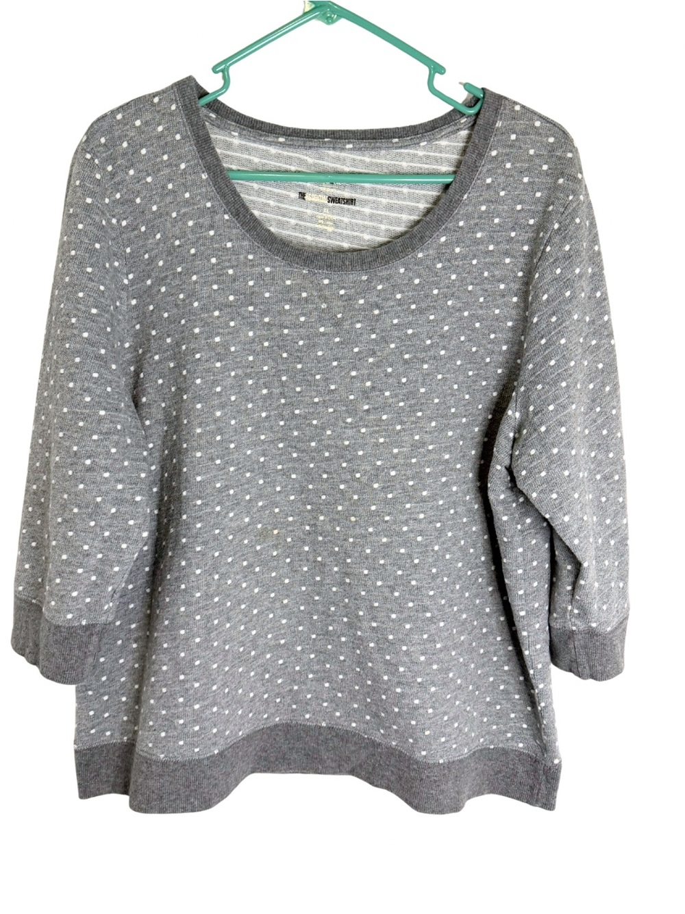 3/$20 Style & Co. The Essential Sweatshirt Gray Polka Dot 3/4 Sleeve Sweatshirt